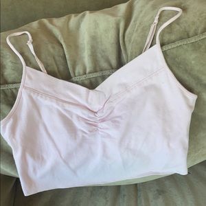 Pink ruched center crop top, size medium